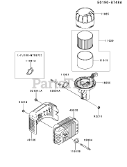 Kawasaki FJ180V-BM21 - Kawasaki Engine AIR-FILTER/MUFFLER