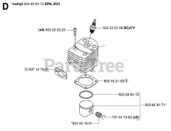 Husqvarna 55 RANCHER - Husqvarna Chainsaw (SN: 20060600001 - 20070500000) CYLINDER PISTON 2