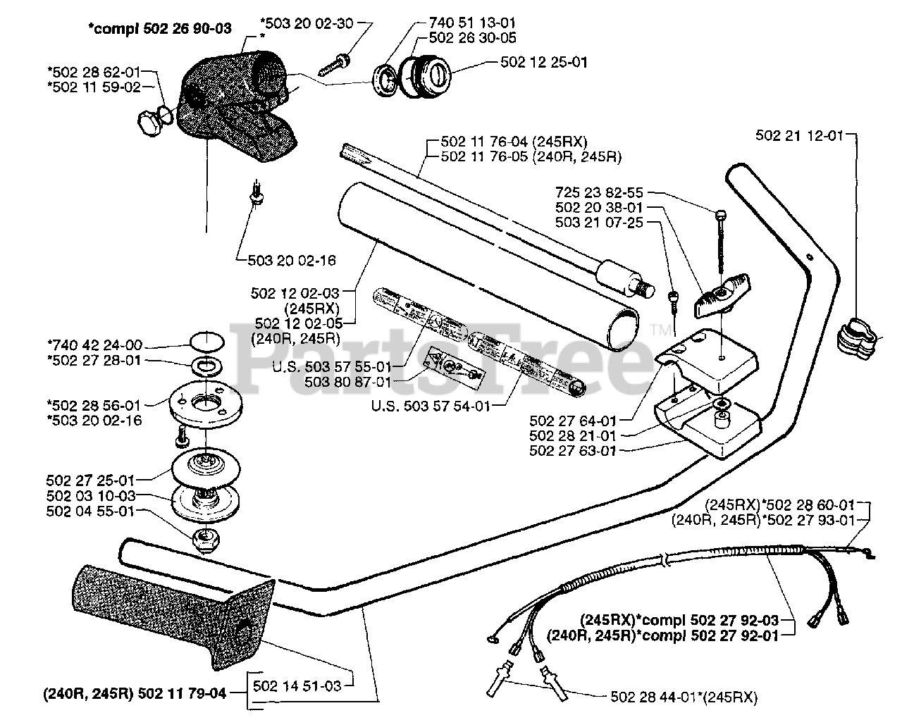 Husqvarna 240 R Husqvarna String Trimmer (199606) Handle Assembly