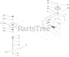 Toro 38694 - Toro 36" Walk-Behind Mower, Fixed Deck, T-Bar, Gear Drive (SN: 290000001 - 290999999) (2009) SHEAVE, SPINDLE AND BLADE ASSEMBLY