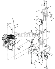 Great Dane 988641 (GHWKA1948S) - Great Dane Scamper 48" Walk-Behind Mower, 19hp Kawasaki, Hydro (SN: 000101 & Above) Frame and Engine Assembly