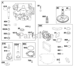 Briggs & Stratton 40N877-0031-B5 - Briggs & Stratton Vertical Engine Crankcase Cover/Sump Group