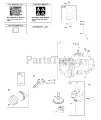 Briggs & Stratton 122Q02-0180-B1 - Briggs & Stratton Vertical Engine Camshaft, Crankshaft, Cylinder, Operator's Manual, Piston/Rings/Connecting Rod, Warning Label