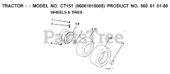 Husqvarna CT 151 (960610180-05) - Husqvarna Lawn Tractor (2007-10) WHEELS &amp; TIRES