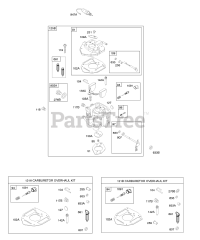 Briggs & Stratton 294447-1046-E2 - Briggs & Stratton Horizontal Engine Carburetor, Carburetor Overhaul Kit