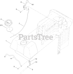 Toro 71254 (XLS 380) - Toro Lawn Tractor (SN: 313000001 - 313999999) (2013) Gas Tank and Throttle Control Assembly