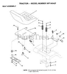 Winston Pro WP 14542 F - Winston Pro Lawn Tractor (1999) SEAT ASSEMBLY
