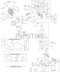 Briggs & Stratton 198707-0141-E2 - Briggs & Stratton Vertical Engine Cylinder, Head, Piston/Rings, Crankshaft, Gaskets, Sump, Counterweight