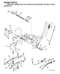 Husqvarna CT 151 (954170207-C) - Husqvarna Lawn Tractor (2004-06) MOWER LIFT / DECK LIFT