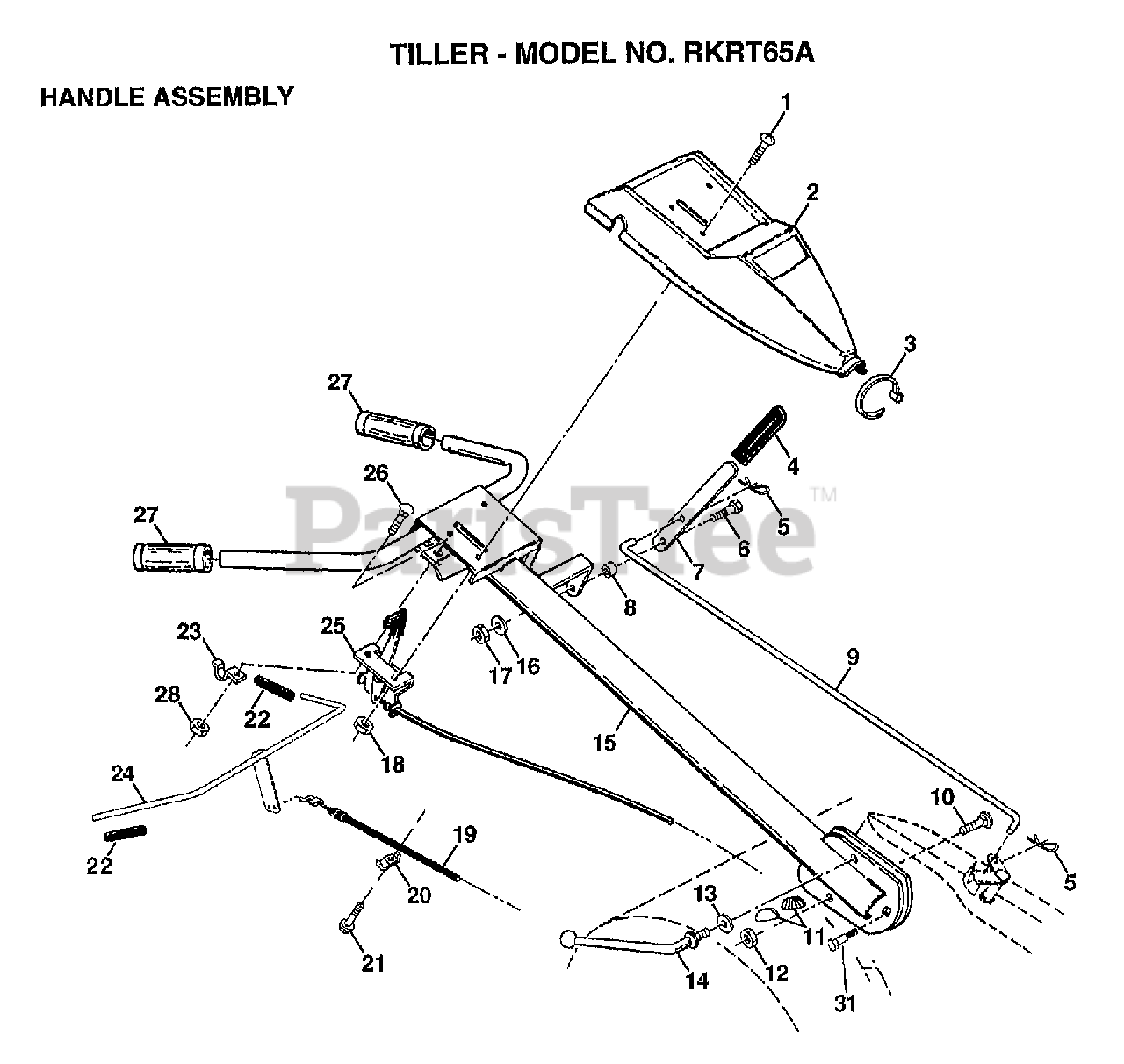 Ranch King RK RT65A Ranch King Tiller (1999) HANDLE ASSEMBLY Parts