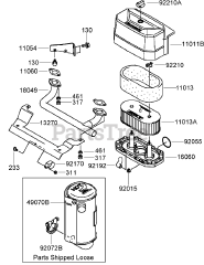 Toro 30499 - Toro 52" Walk-Behind Mower, Floating Deck, Split Lever, Hydro Drive (SN: 280001001 - 280001100) (2008) AIR FILTER AND MUFFLER ASSEMBLY KAWASAKI FH580V-DS28