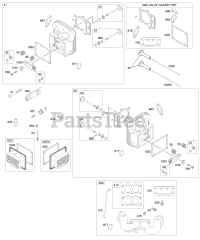 Briggs & Stratton 445777-0127-E2 - Briggs & Stratton Vertical Engine Cylinder Head, Gasket Set - Valve, Intake Manifold, Valves