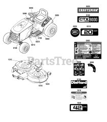 Craftsman 107.250040 (2691085-00) - Craftsman CTX9000 Series 42" Lawn Tractor, 20hp (2012)