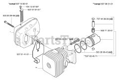 Husqvarna 326 HS 75 X - Husqvarna Hedge Trimmer (2002-01) Piston/Cylinder &amp; Muffler