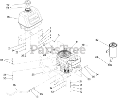 Toro 30694 - Toro 36" Walk-Behind Mower, Fixed Deck, T-Bar, Gear Drive (SN: 260000001 - 260999999) (2006) Engine and Fuel Tank Assembly