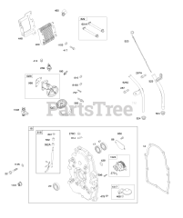 Briggs & Stratton 385447-0199-G1 - Briggs & Stratton Horizontal Engine Crankcase Cover, Oil Cooler, Lubrication, Dipstick