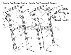 Scotts 21665x8C - Scotts 21" Walk-Behind Mower (1996) Handle For Briggs &amp; Tecumseh Engine