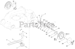 Toro 20797 - Toro 53cm Super Recycler Walk-Behind Mower (SN: 313000001 - 313999999) (2013) Rear Wheel and Height-of-Cut Assembly