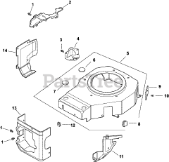 Kohler CV15-41583 - Kohler Command PRO Engine, Basic Version, 15hp, 11.2kW Blower Housing &amp; Baffles 6-27-77