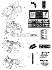AGCO 1716 H (1693991) - AGCO 44" Garden Tractor, 16hp Decals Group - Safety &amp; Common