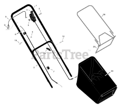 Murray 207610x52A - Murray 20" Walk-Behind Mower (2005) Handle &amp; Bag Assembly
