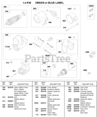 Briggs & Stratton 432447-0376-E2 - Briggs & Stratton Horizontal Engine 1.0 KW Starter Motor