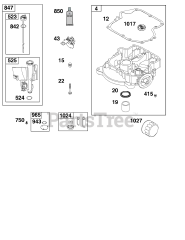Briggs & Stratton 33S877-0019-G1 - Briggs & Stratton Vertical Engine Crankcase Cover/Sump and Lubrication Group