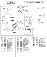 Briggs & Stratton 437447-0205-E2 - Briggs & Stratton Horizontal Engine Carburetor NIKKI Manual Choke