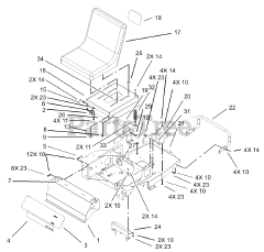 Toro 74801 (18-52 ZX) - Toro 52" TimeCutter Zero-Turn Mower (SN: 230000001 - 230999999) (2003) Main Frame and Seat Assembly