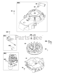Briggs & Stratton 125P07-0011-F1 - Briggs & Stratton Vertical Engine Flywheel, Ignition, and Starter Group