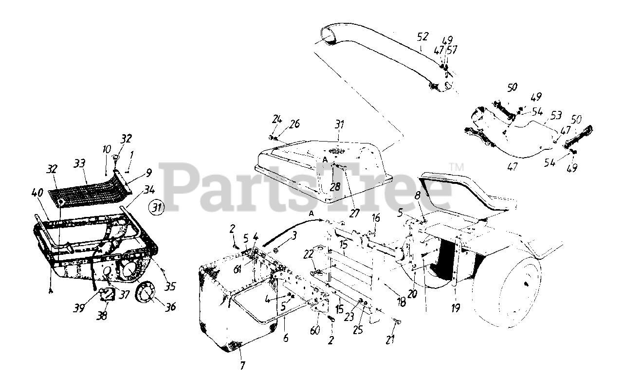 MTD 190063000 MTD Grass Catcher Assembly (1992) Grass Collector