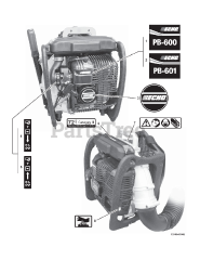 Echo PB-601 - Echo Backpack Blower Labels