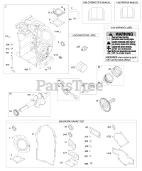 Briggs & Stratton 474177-0100-E1 - Briggs & Stratton Horizontal Engine Camshaft, Crankshaft, Cylinder, Manual, Warning Label, Engine Gasket Set, Piston, Rings/Connecting Rods