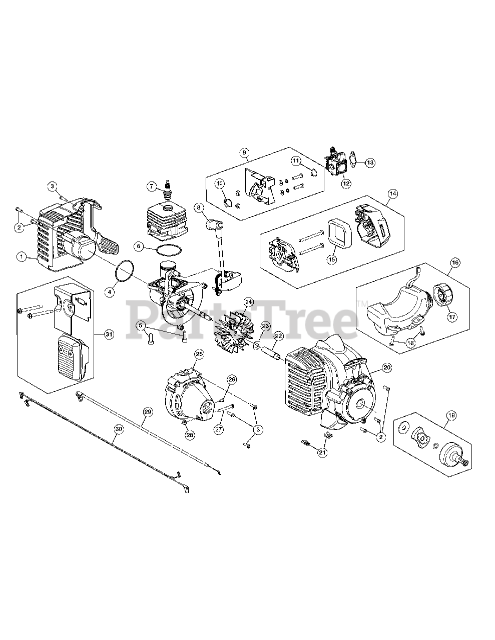 Remington RM 2560 (41BD160G983) Remington Rustler String Trimmer Engine Assembly Parts Lookup