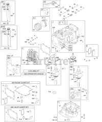 Briggs & Stratton 283707-1167-E1 - Briggs & Stratton Vertical Engine Cylinder, Piston, Oil, Sump, Cam, Head, Gasket Sets