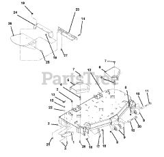 Gravely 890018 - Gravely 60" Deck for Pro-Master 320XDZ Mower (SN: 000101 - 000260) Deck, Discharge Chute, Anti-Scalp Rollers, And Belt Covers