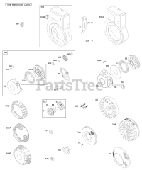 Briggs & Stratton 93452-1241-E1 - Briggs & Stratton Horizontal Engine Blower Housing/Shrouds, Flywheel, Rewind Starter
