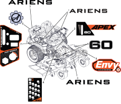 Ariens 991163 - Ariens Apex 60" Zero-Turn Mower, 24hp Kawasaki FR (SN: 120000 - 129999) Decals – Style – 60" – APEX