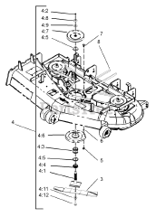 Toro 74167 TE (Z 153) - Toro 132cm Z Master Zero-Turn Mower, Side-Discharge Deck (SN: 240000001 - 240999999) (2004) Deck Spindle Assembly