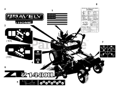 Gravely 992100 (ZT 1844 XL) - Gravely 44" Zero-Turn Mower, 18hp Kohler (SN: 000101 & Above)