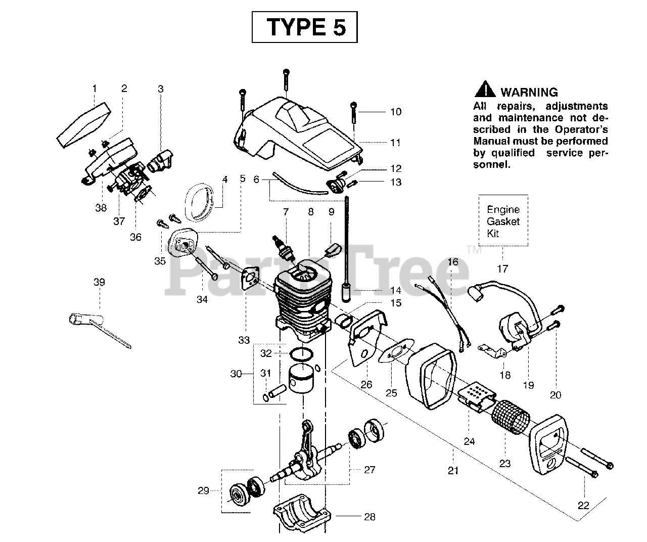 Poulan 2075 Poulan Chainsaw (Type 5) Engine Assembly Type 5 Parts