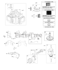 Briggs & Stratton 445577-0595-E1 - Briggs & Stratton Vertical Engine Cylinder, Crankshaft, Camshaft, Air Guides, Piston, Rings, Connecting Rod