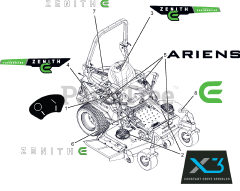 Ariens 997307 - Ariens Zenith E 52" Zero-Turn Mower, Electric, Rear-Discharge (SN: 001000 - 001499) Decals - Style