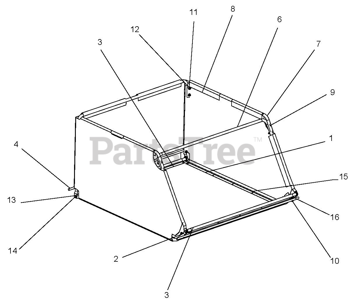 Parker 895802 Parker 36" Trailing Lawn Sweeper, Hard Bottom (SN 000101 000179) Basket