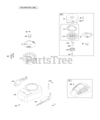 Briggs & Stratton 10M902-0100-E1 - Briggs & Stratton Vertical Engine Blower Housing/Shrouds, Flywheel, Rewind Starter
