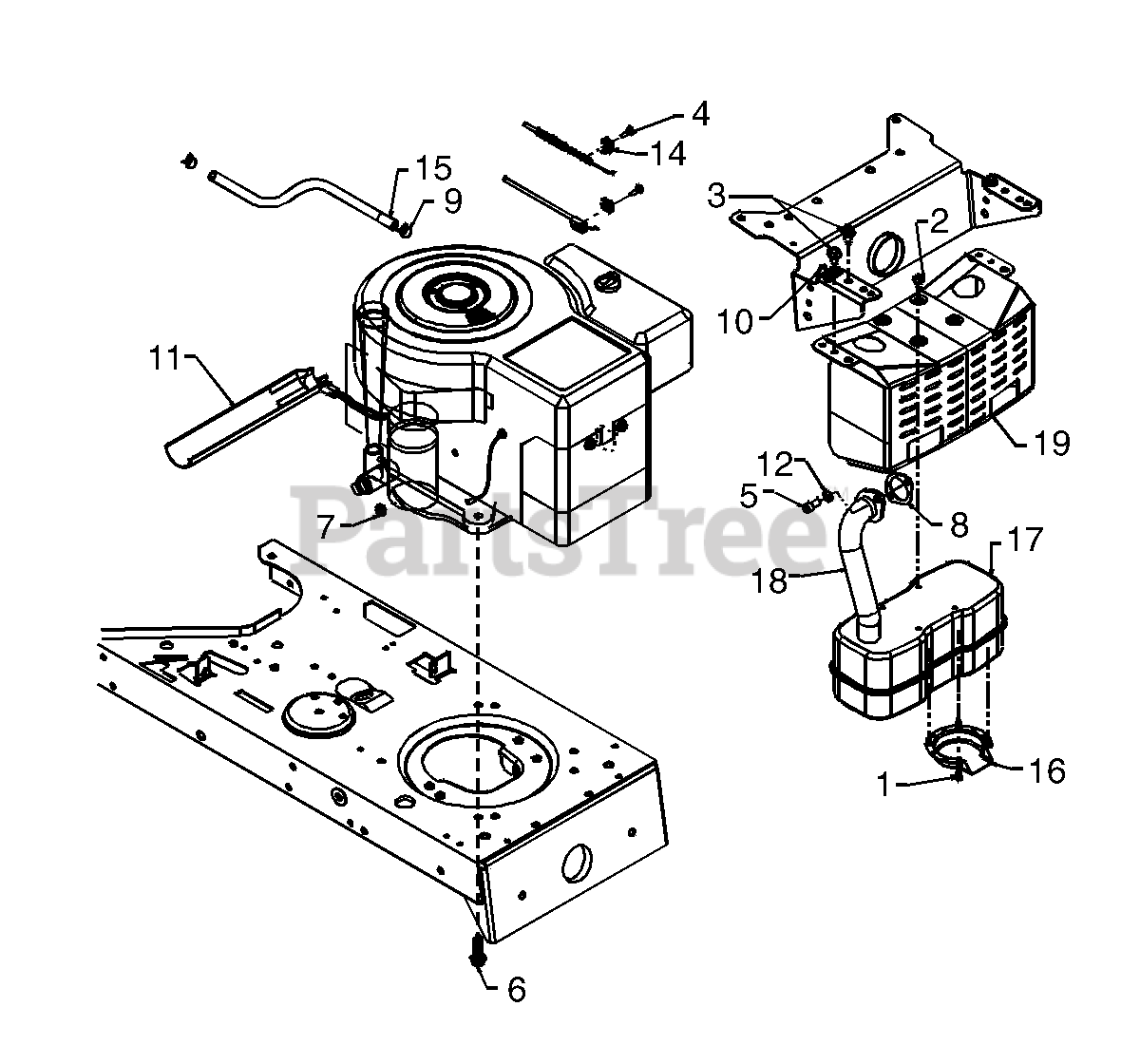 Wizard Rear Engine Wizard 13AN675G098 - Wizard Lawn Tractor (2000) (Western Auto) Muffler ...
