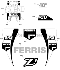 Ferris SRS Z1 (5901944) - Ferris SRS Z1 Series 48" Stand-On Mower, 22hp Kawasaki, Rear-Discharge Decal Group - Brand and Model