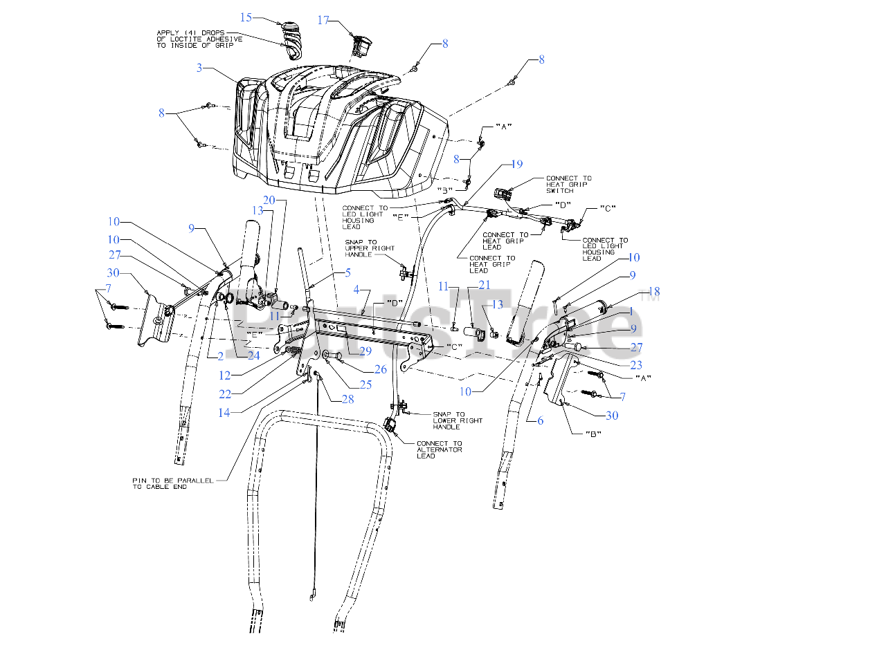 Cub Cadet 3X 28 (31AH5DVB710) Cub Cadet 3X 28" Snow Thrower (2018) Handle Panel Parts Lookup