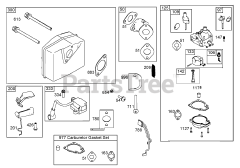 Toro 38417 (CCR 2400) - Toro Snow Thrower (SN: 089000001 - 089999999) (1998) Muffler, Carburetor, and Intake Manifold Assemblies  Briggs and Stratton 084133-0196-E1