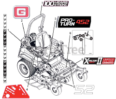 Gravely 992273 (Pro-Turn 452) - Gravely Pro-Turn 52" Zero-Turn Mower, Kawasaki FX (SN: 050000 - 050999)